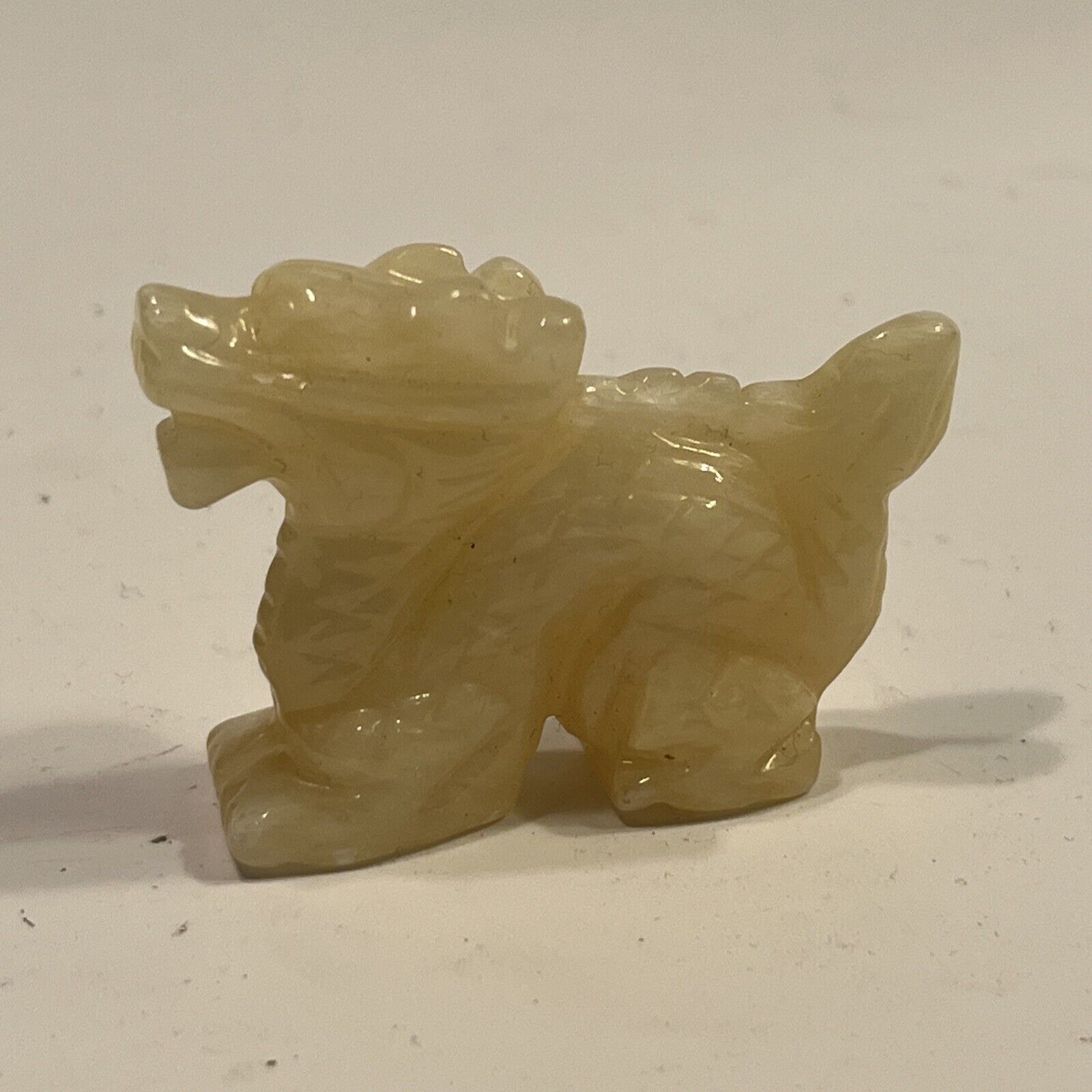 Small Hand Carved Chinese Dragon Yellow Calcite Estate Find