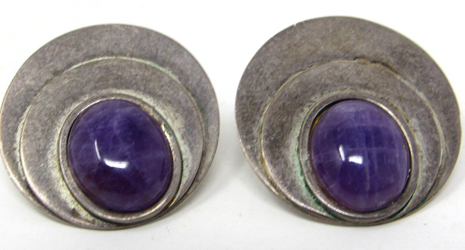 Purple Stone Sterling Silver Earrings Pierced Original Native NM US Seller