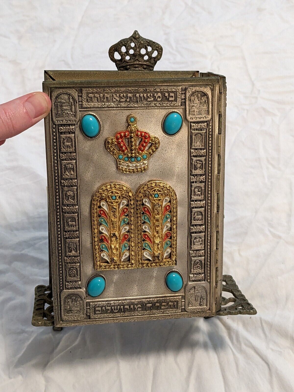 1972 Silver And Turquoise Color Siddur The Holy Scriptures Jewish Bible...