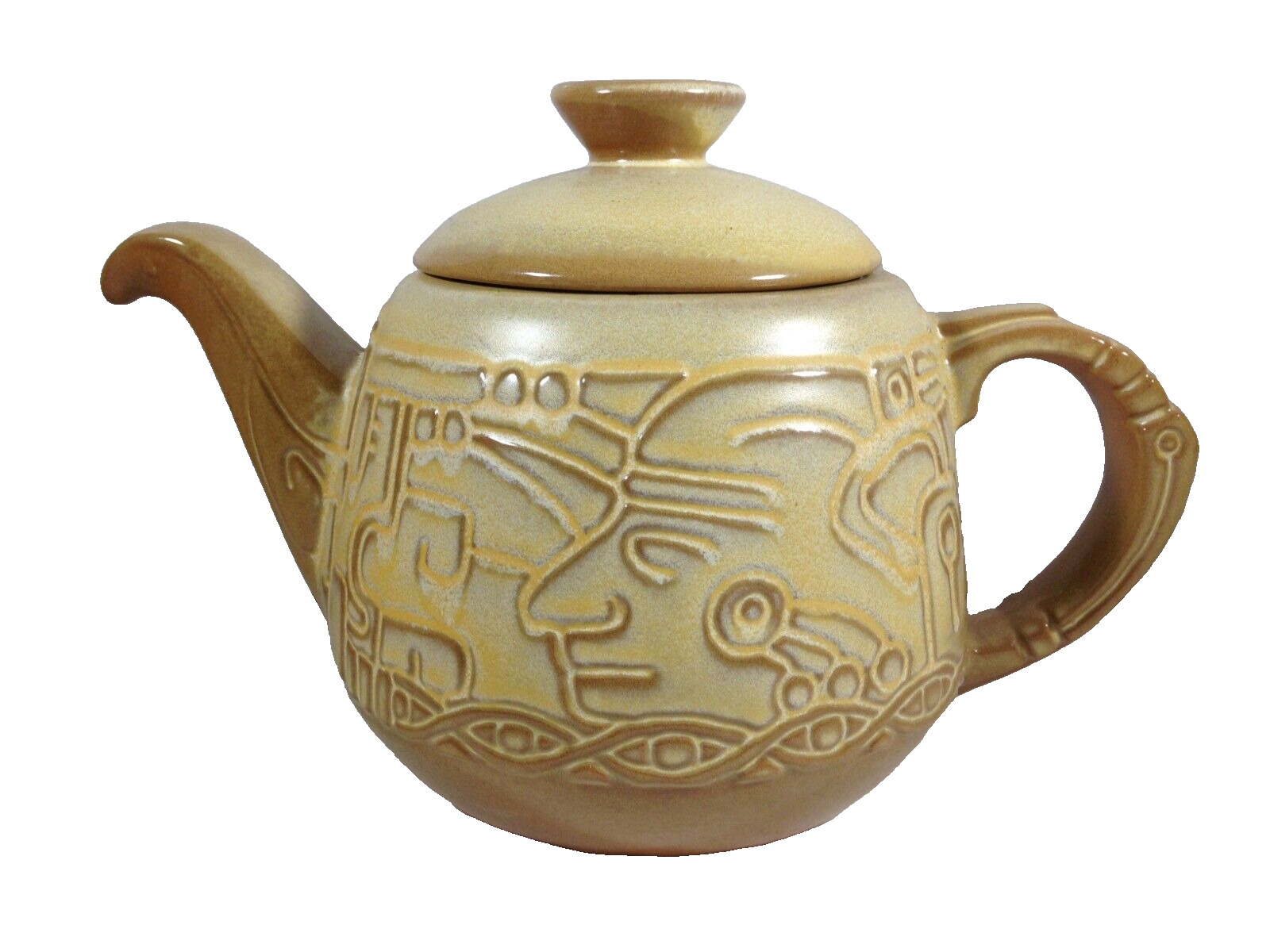 Vintage Frankoma Aztec Myan Ceramic Teapot