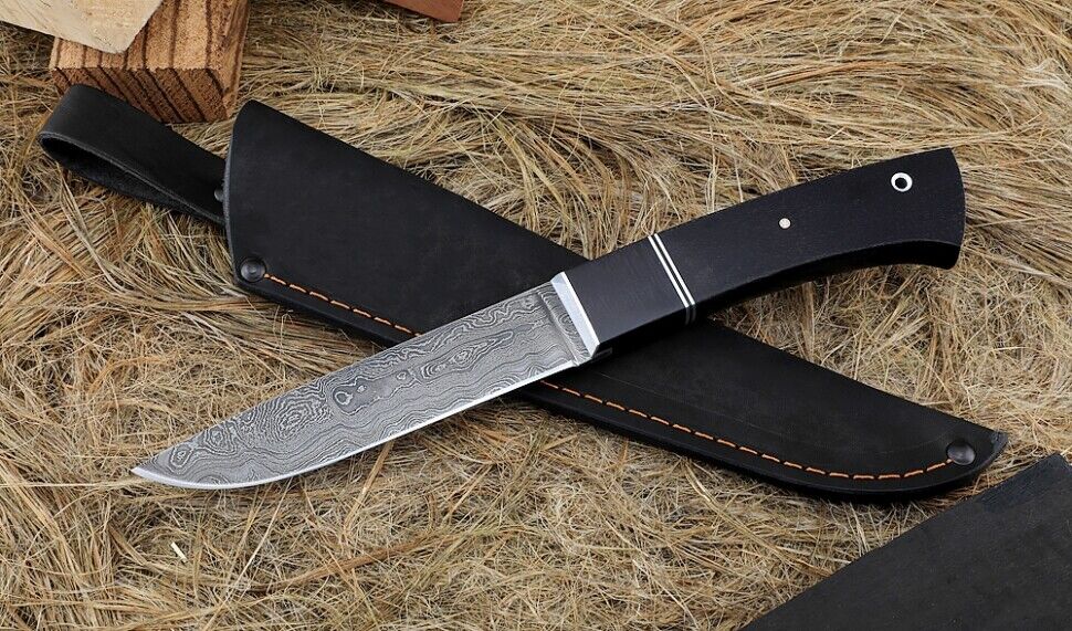 New Hunting Knife Karachay bichak (bychak) Damascus black hornbeam