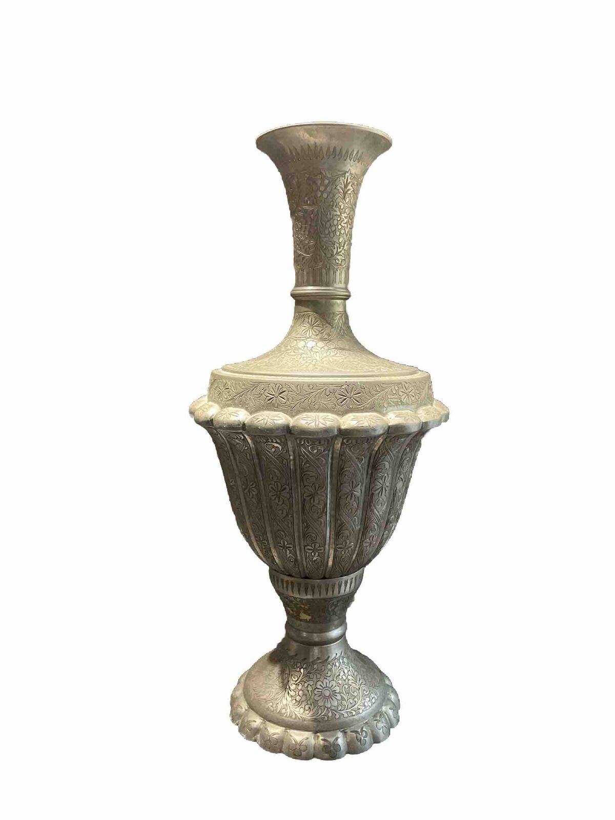 Antique Art Nouveau Bud Vase Floral Metal 16” X 5” 4 Pounds