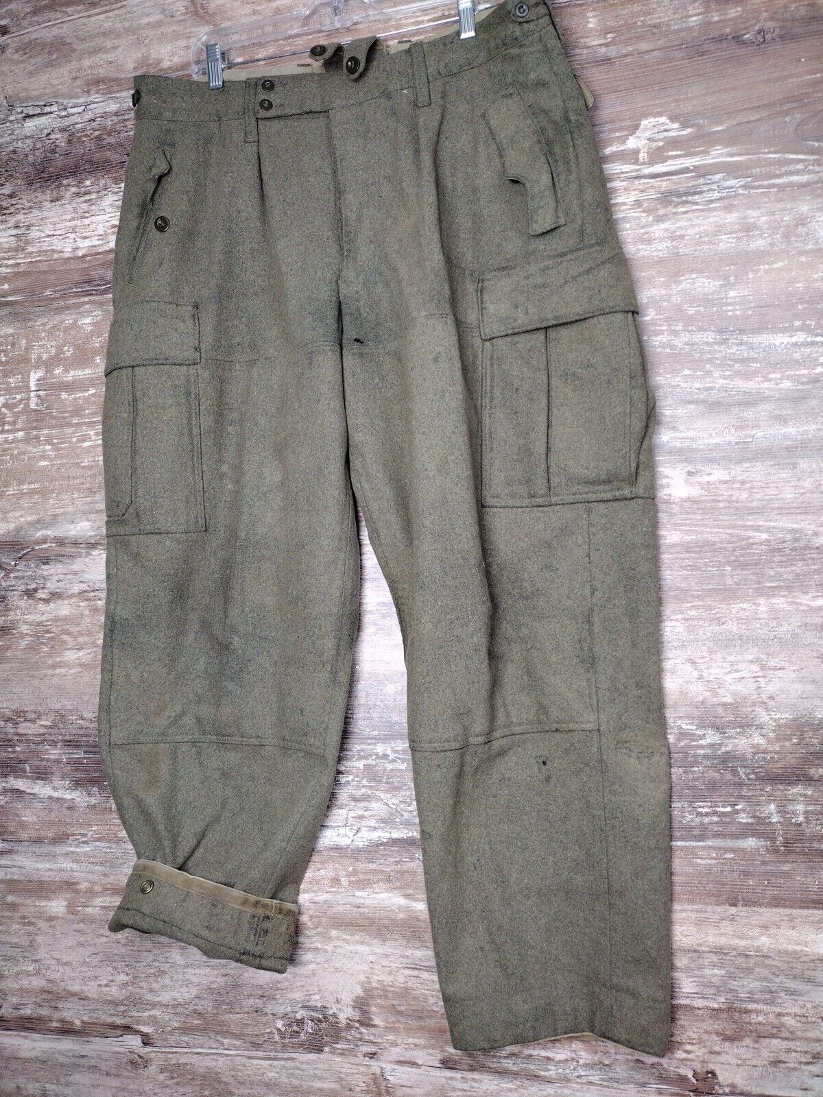 Vintage Niemann & Co Military Heavy Wool Field Pants Trousers Olive 38x30 1962?