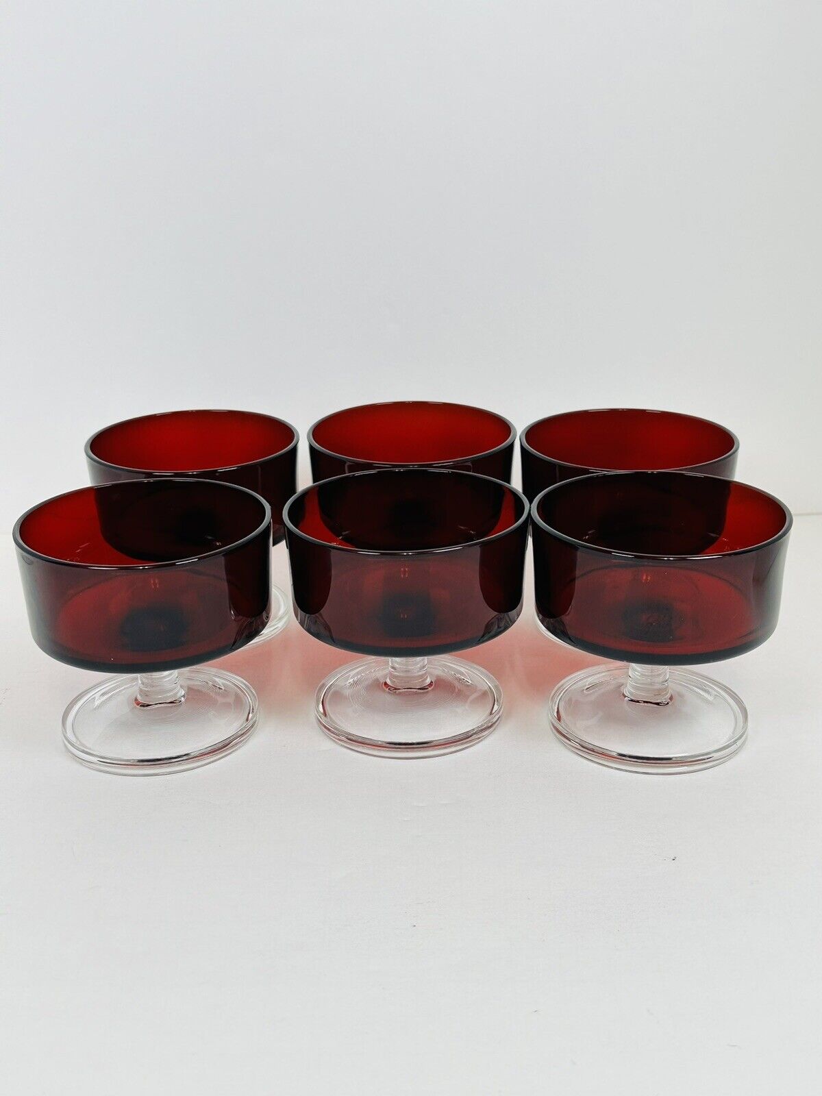 Luminarc France Ruby Red Champagne Cocktail Sherbet Glasses Lot Of 6