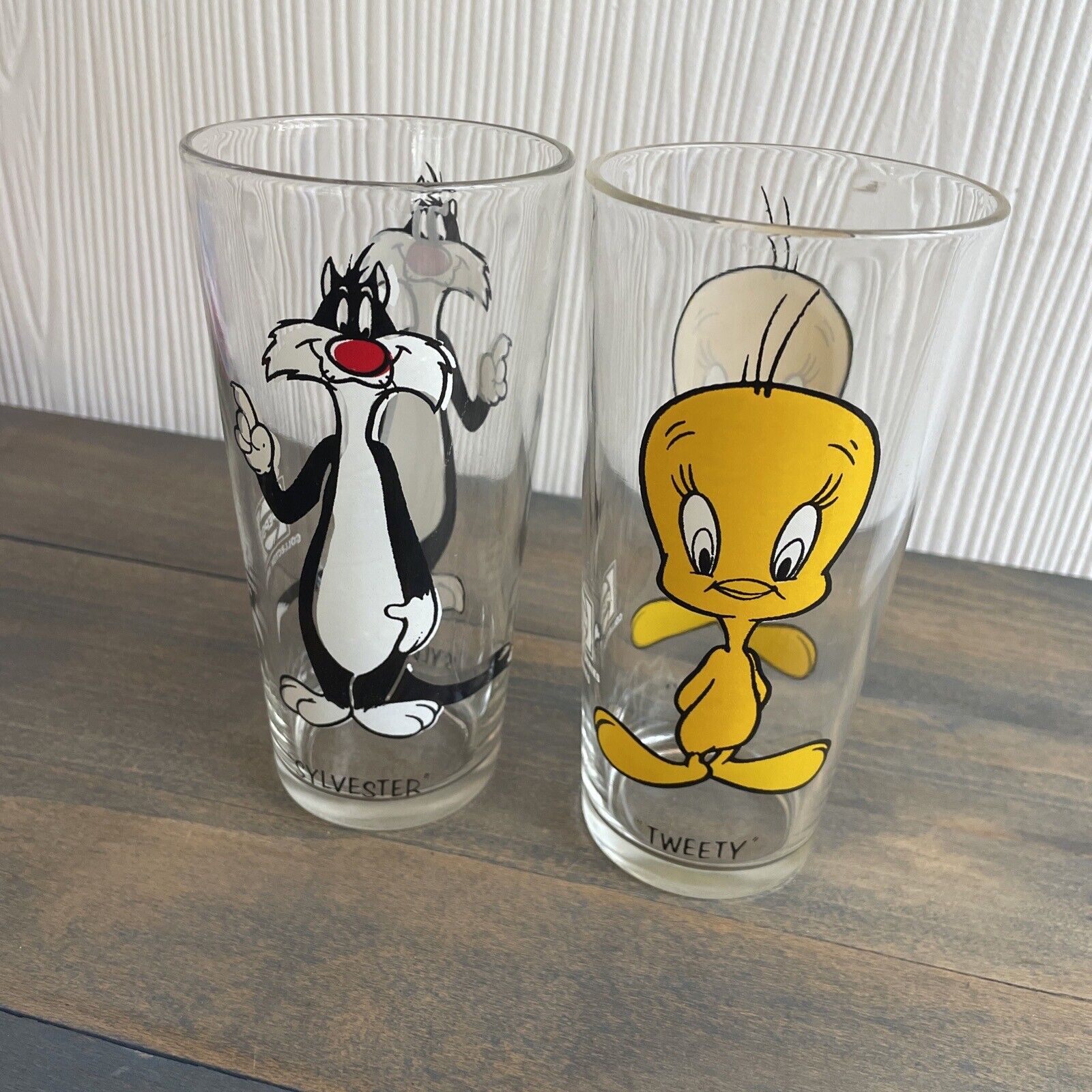 Rare 2-Pack 1973 Looney Tunes Pepsi Collector Glasses SYLVESTER & TWEETY BIRD
