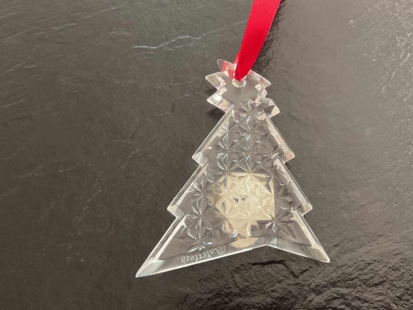 Vintage Irish Waterford Crystal Asymmetrical Christmas Tree Shaped Ornament