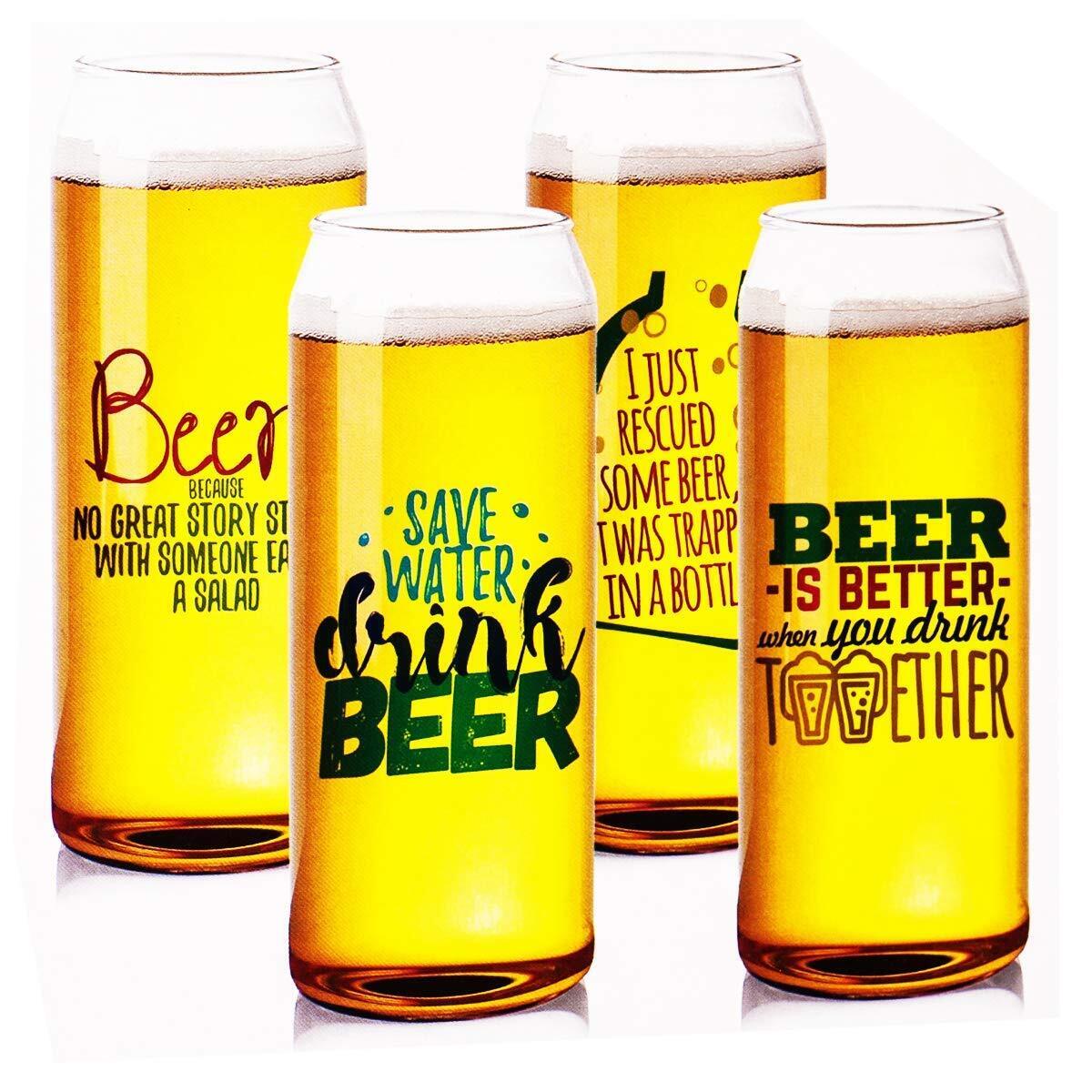 4 X Novelty Beer Can Glass Glasses Bar Beverage Christmas Wedding Party Gift New