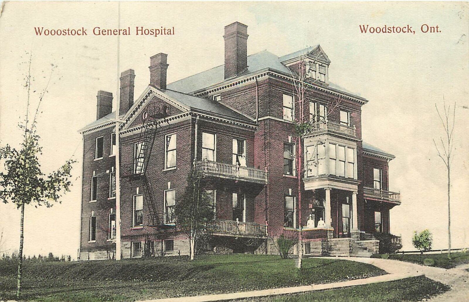 Vintage Postcard Woodstock general Hospital Ontario Canada
