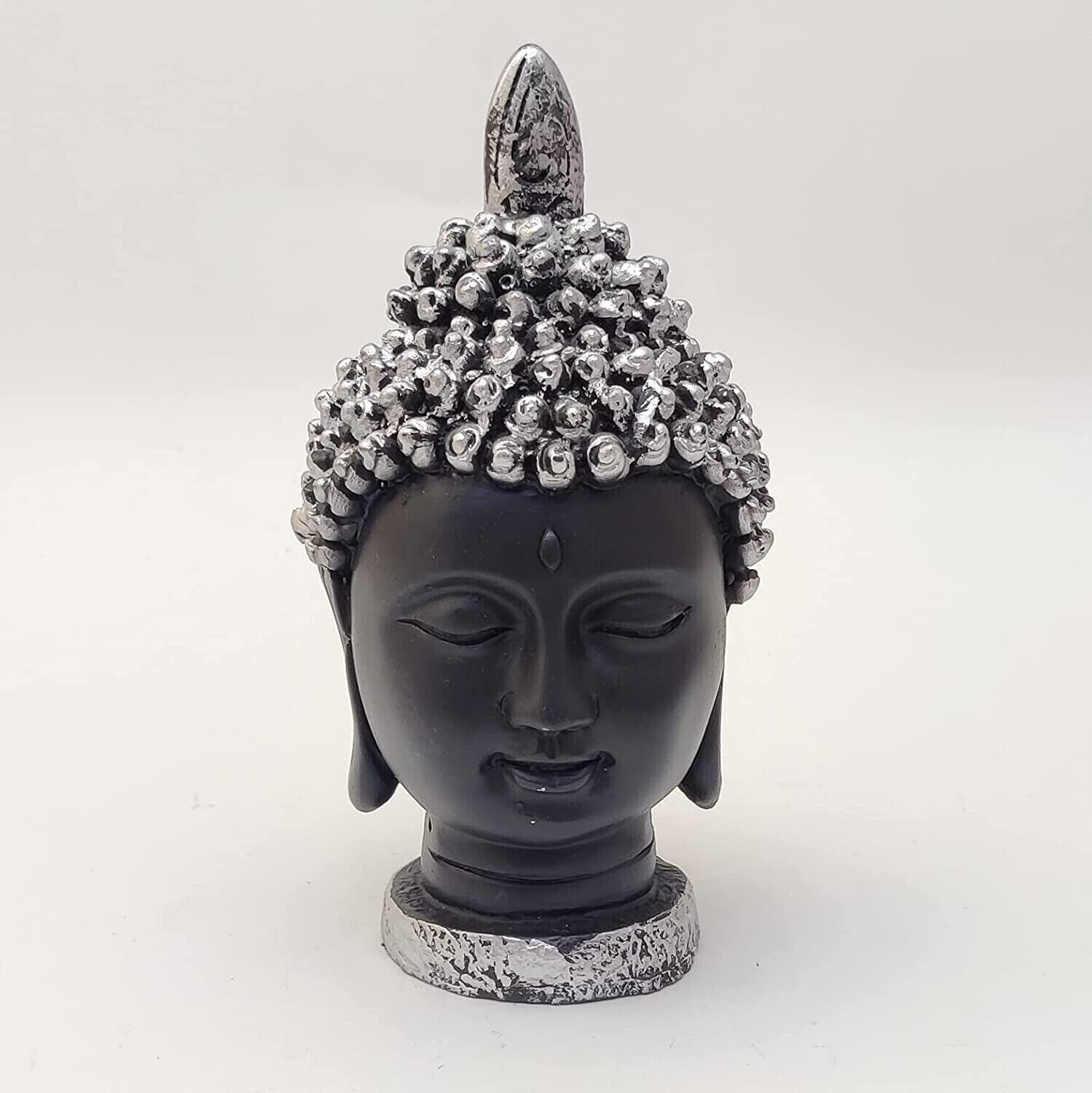 Beautiful Lord Gautam Buddha Face Statue Color Black & silver for Home Decor