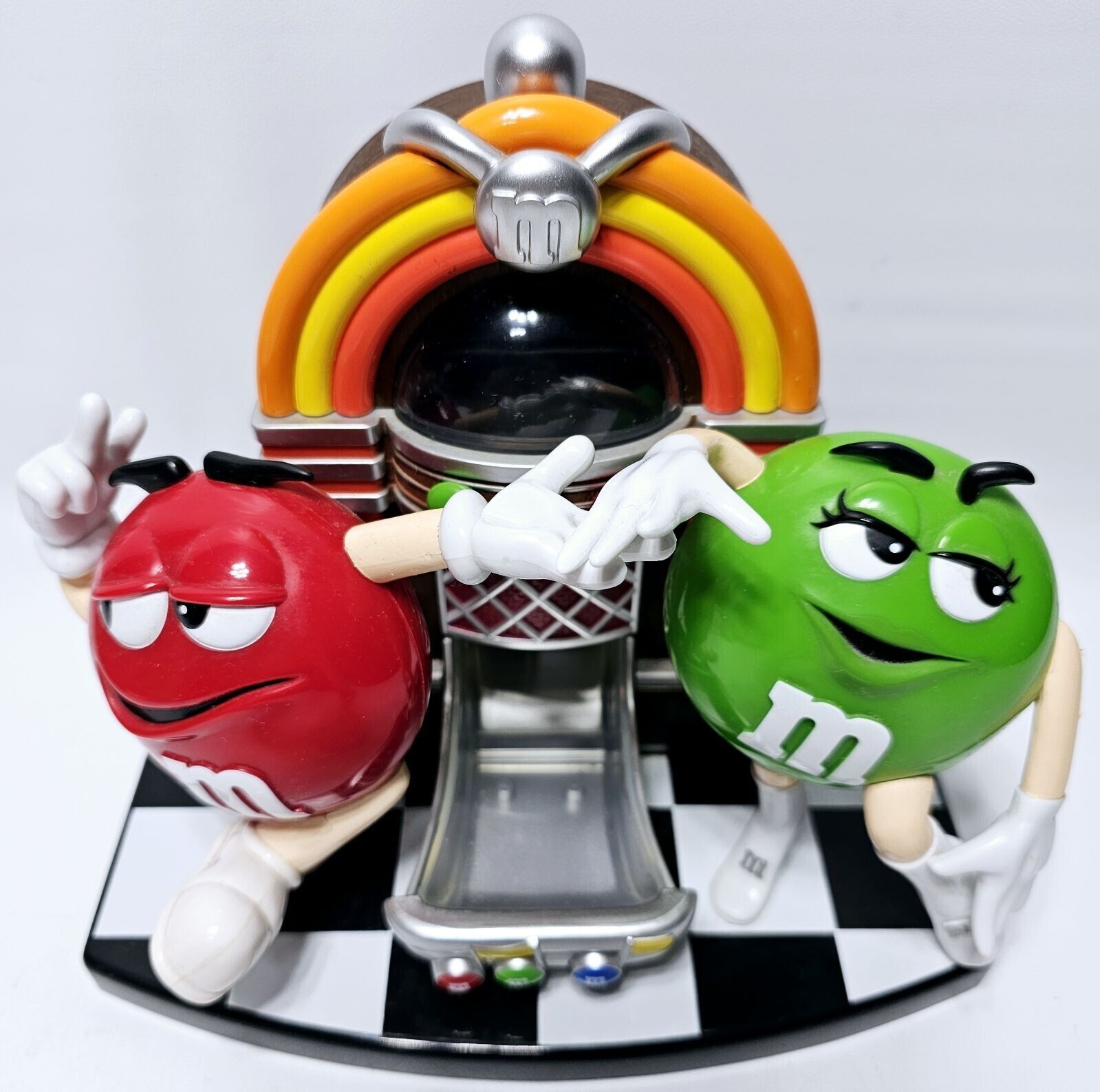 Vintage Mars M&M Juke Box Candy Dispenser Rock And Roll Cafe Green & Red 