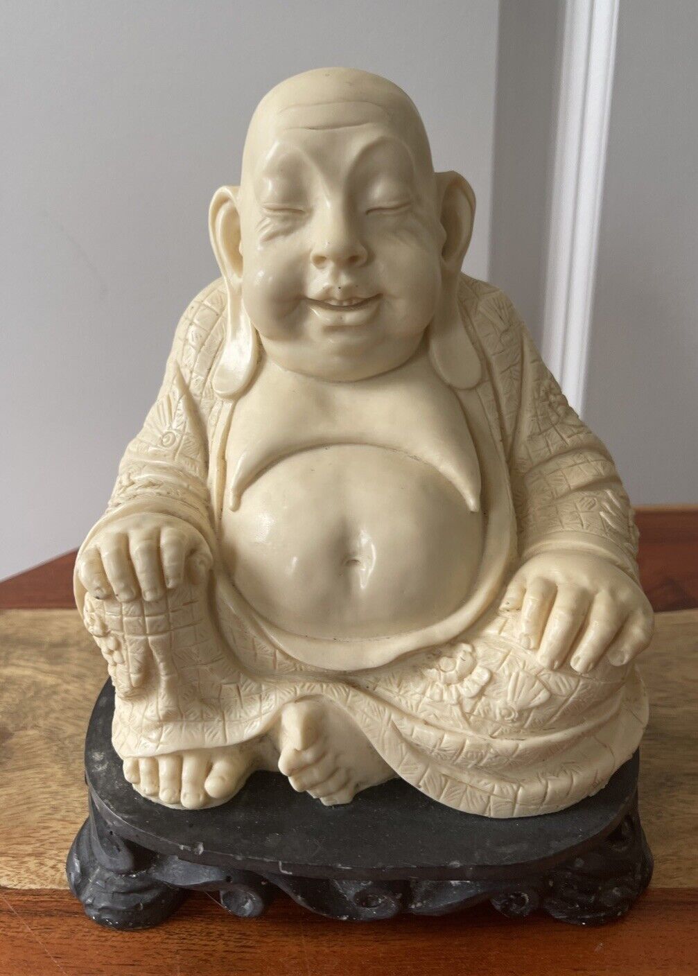 A. Santini Marble Resin Buddha Sculpture Statue - 7.5” Tall - Made In Italy