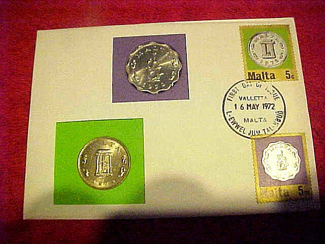 1972 #269 99 COMPANY FIRST DAY FIRST ISSUED MALTA 5 CENT & 5 MILLS