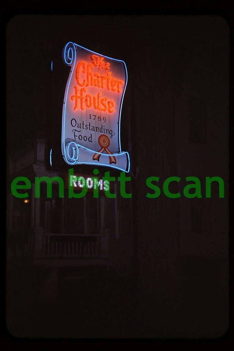 Original Slide, The Charter House in Middlebury VT Neon Sign, 1948