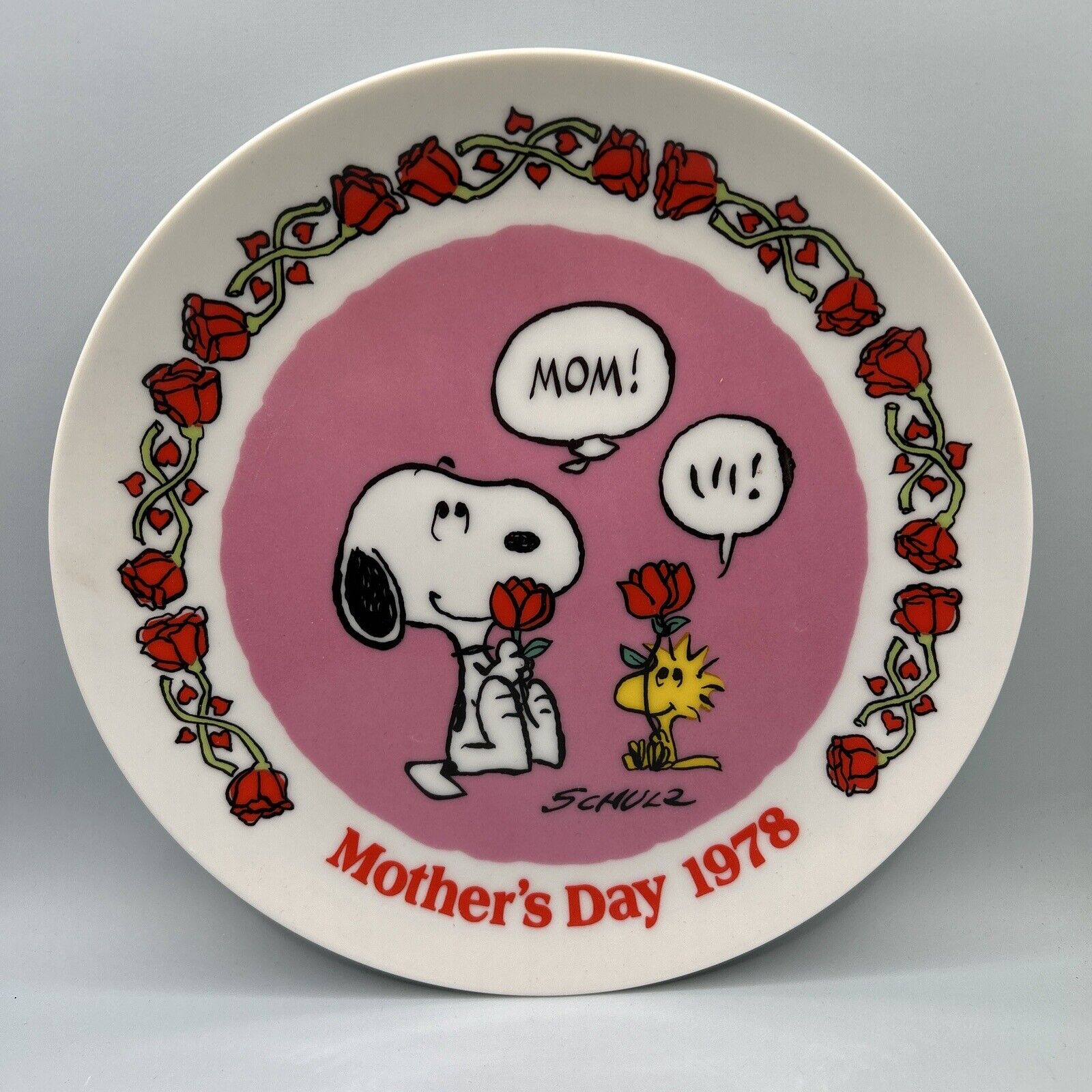 Schmid Peanuts 1978 Mothers Day Collector Plate Snoopy And Woodstock With Box