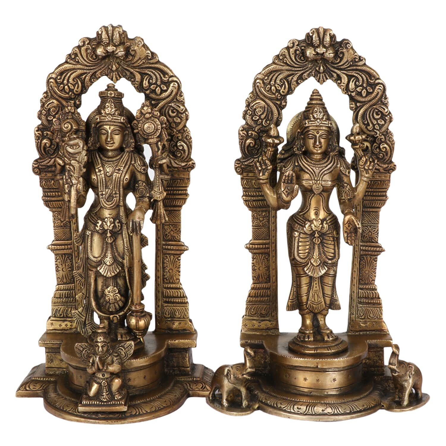Indian Traditional Brass Vishnu Laxmi Narayan Murti Showpiece For Puja Decor