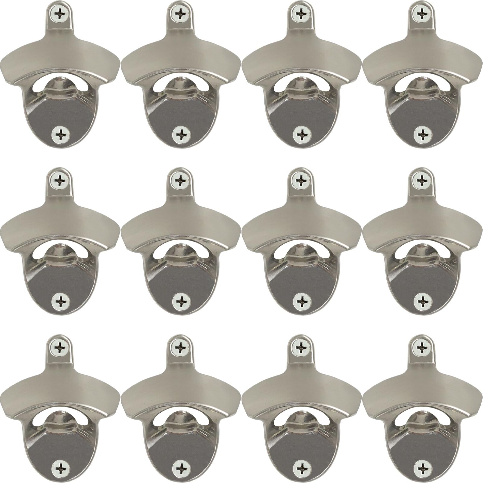 12PCS Stainless Wall Mount Beer Bottle Opener Bulk Brushed Silver Screw in W