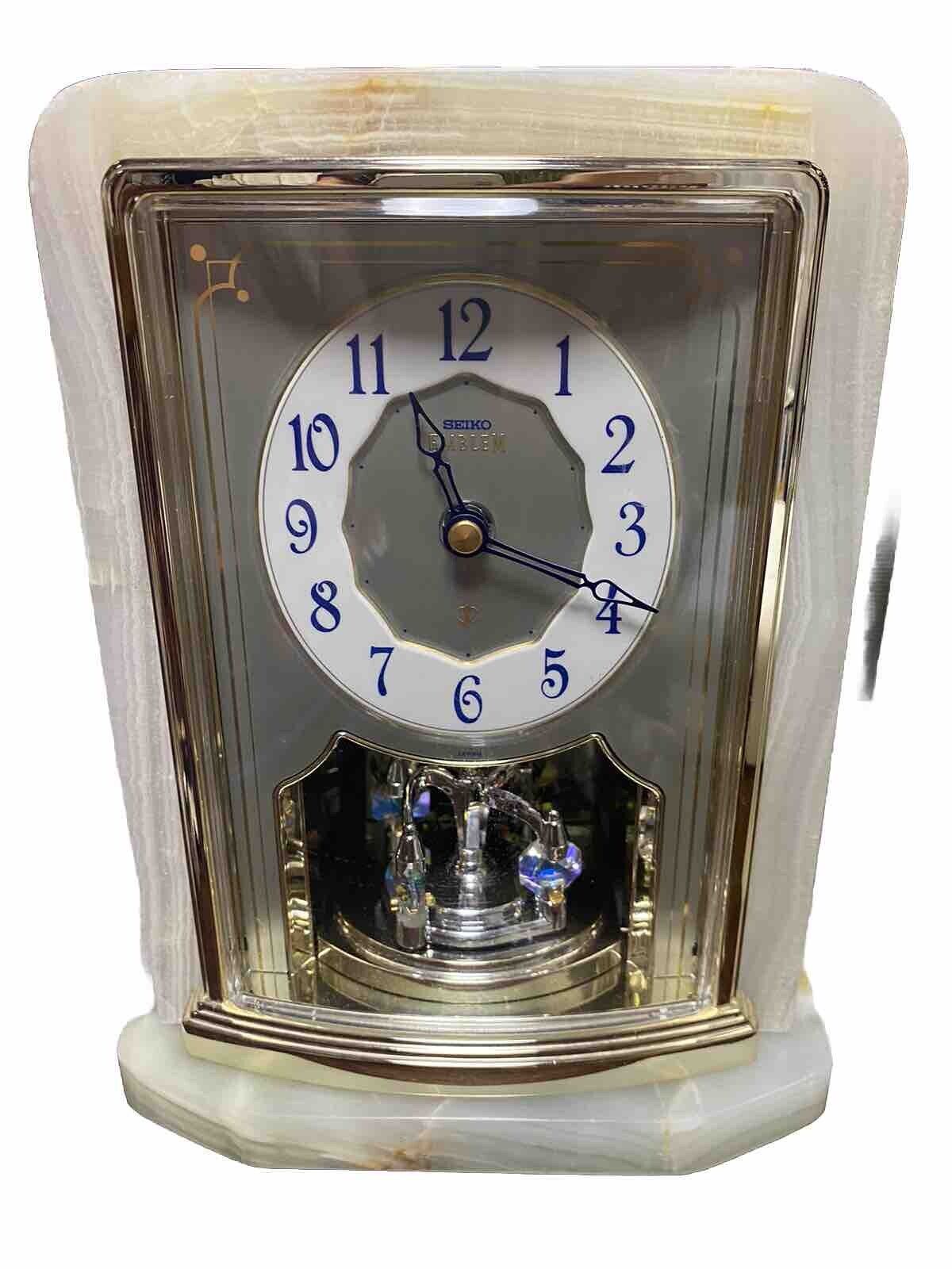 Seiko Clocks Seiko Emblem Battery Marble Gold Finish Mantle Clock AHW465G