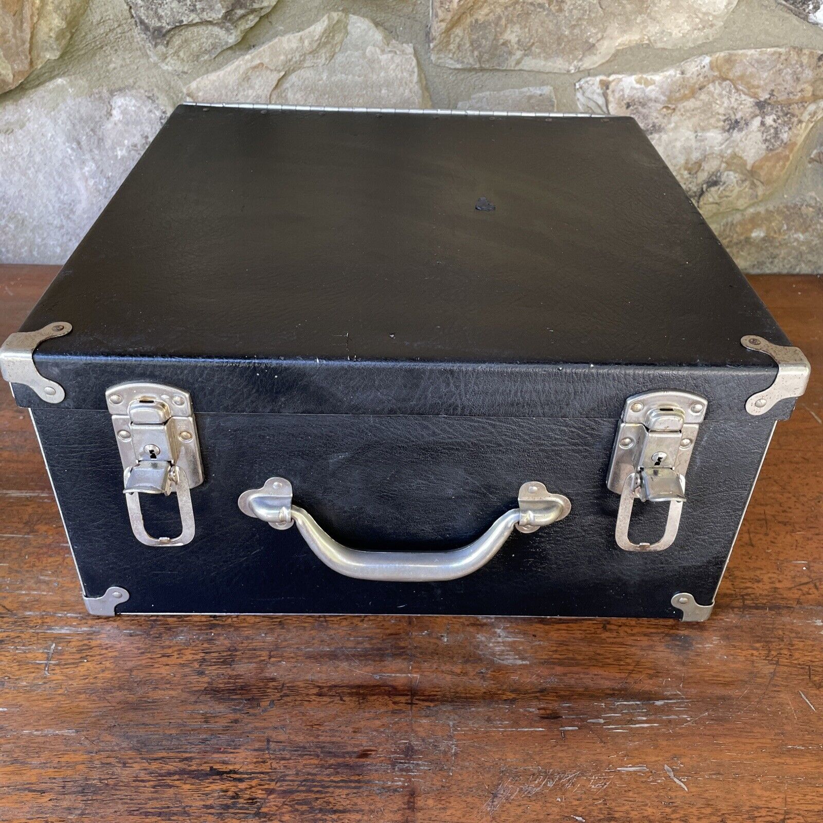 Vintage Aluminum Instrument Case With Handle 16.5x16.5x8.25” W/KEYS BLACK