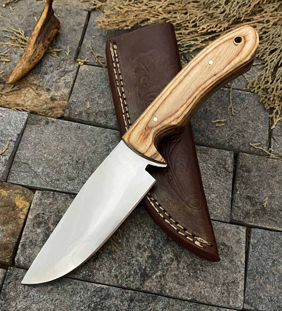 SHARDBLADE Custom Handmade D2 Steel High polish Hunting Skinner Knife W/SHEATH