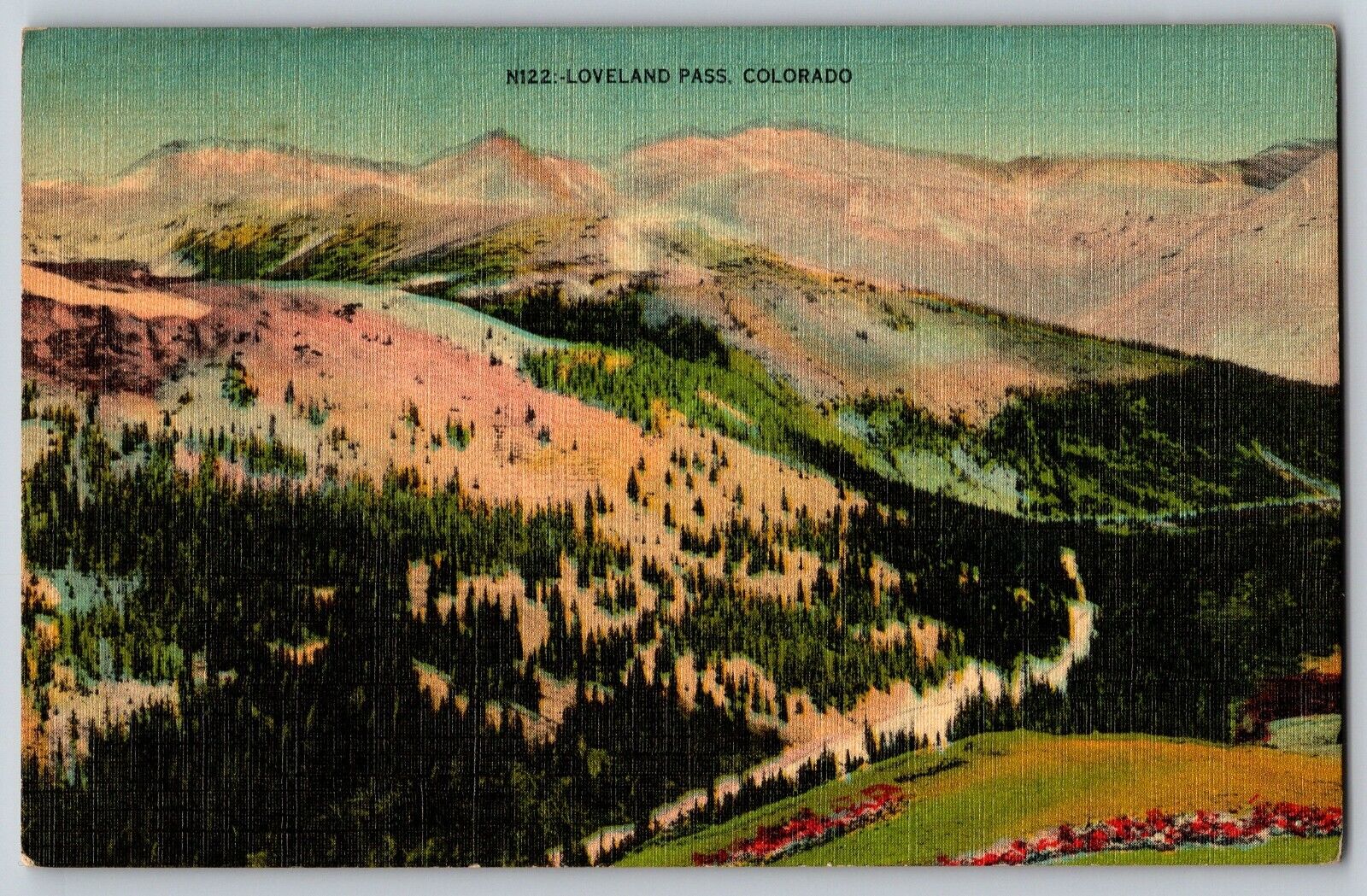 Loveland Pass Shortest Route from Denver Leadville Colorado - Vintage Postcard