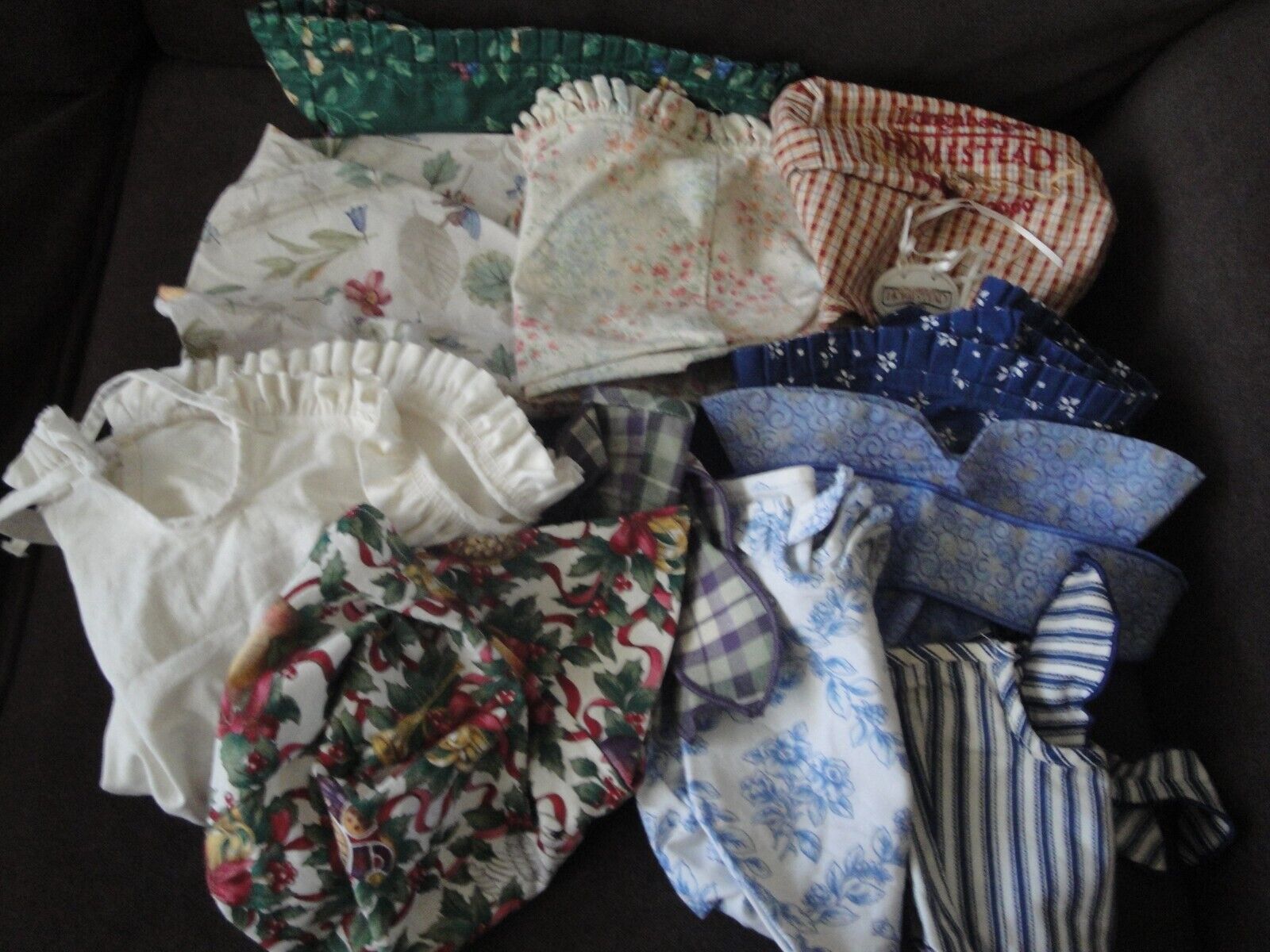 Longerberger Basket Fabric Liners Lot of 11 + Tie-On Mixed Patterns & Sizes USA