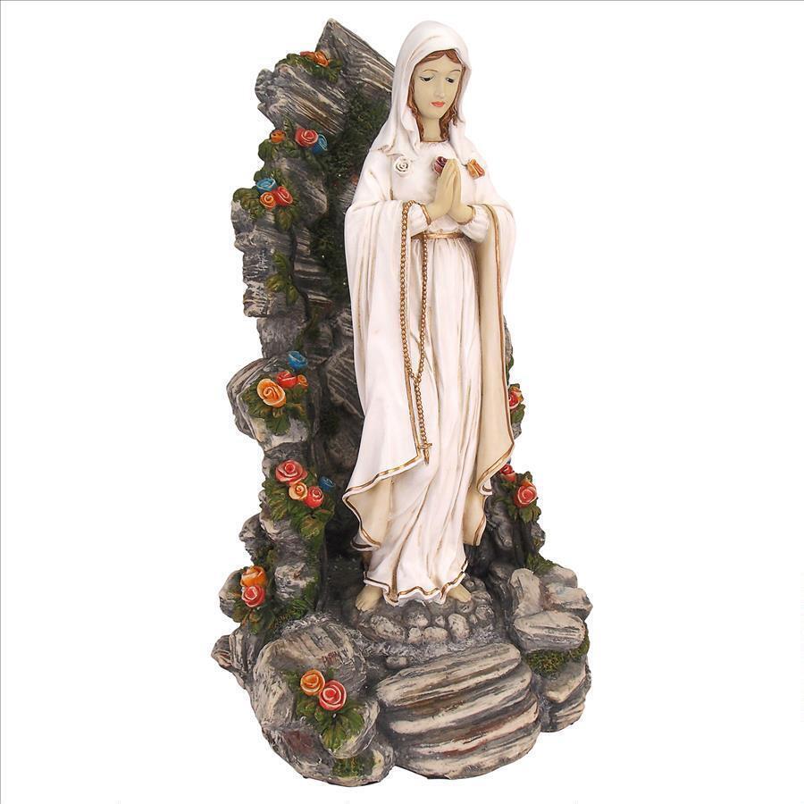 Christian Madonna Mother of Jesus Virgin Mary Garden LED Lit Prayer Sculpture