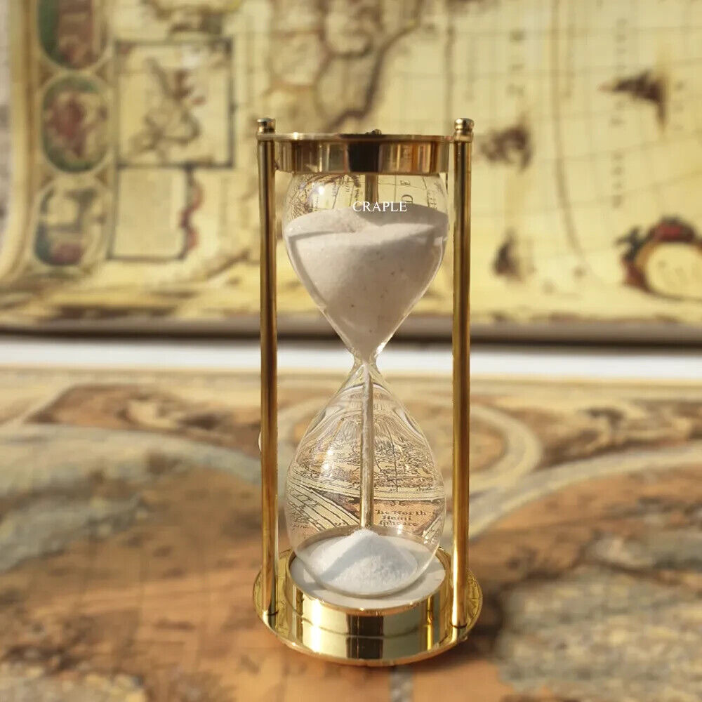 Vintage Hourglass Sand Timer Handmade Brass Nautical Antique Maritime Hour Glass