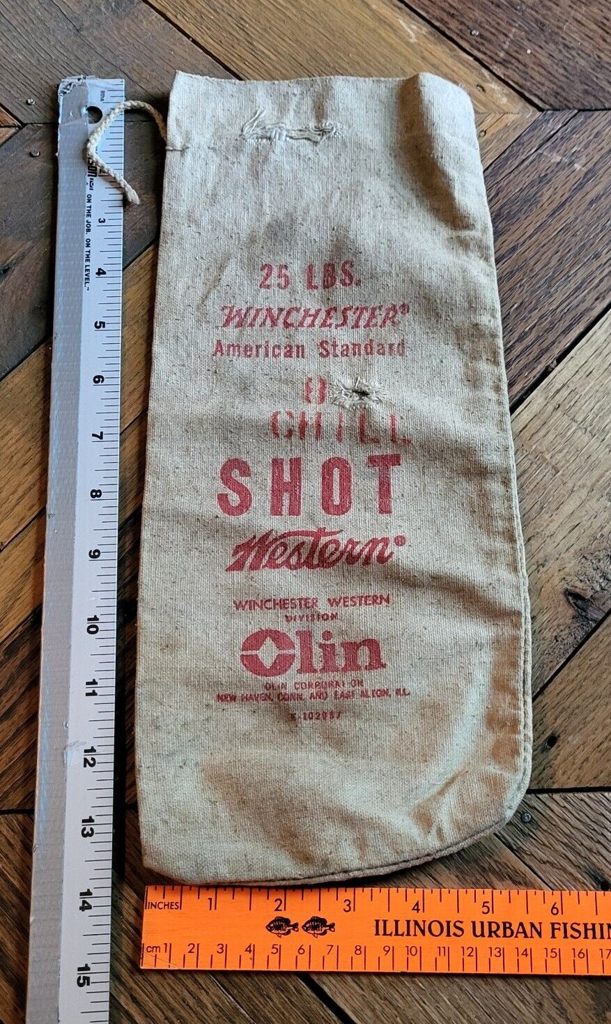 VTG Antique CLOTH SACK BAG - WINCHESTER WESTERN OLIN CHICAGO ILLINOIS 8 Shot