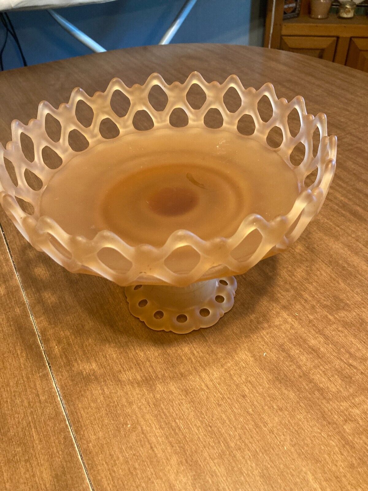 Vintage Westmoreland Frosted Glass, Doric Pattern Satin Compote In Amber