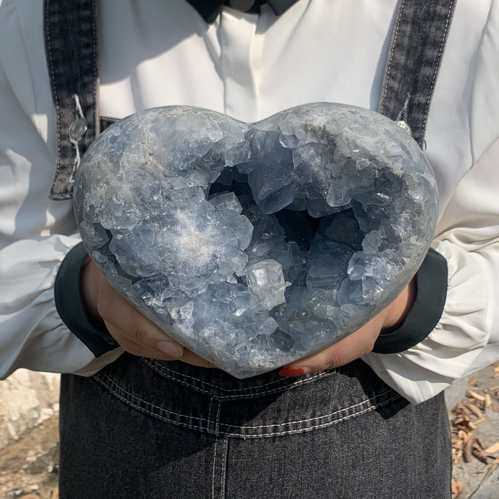 10.5LB Natural Blue Celestite Quartz Cluster Heart Crystal Geode Mineral healing