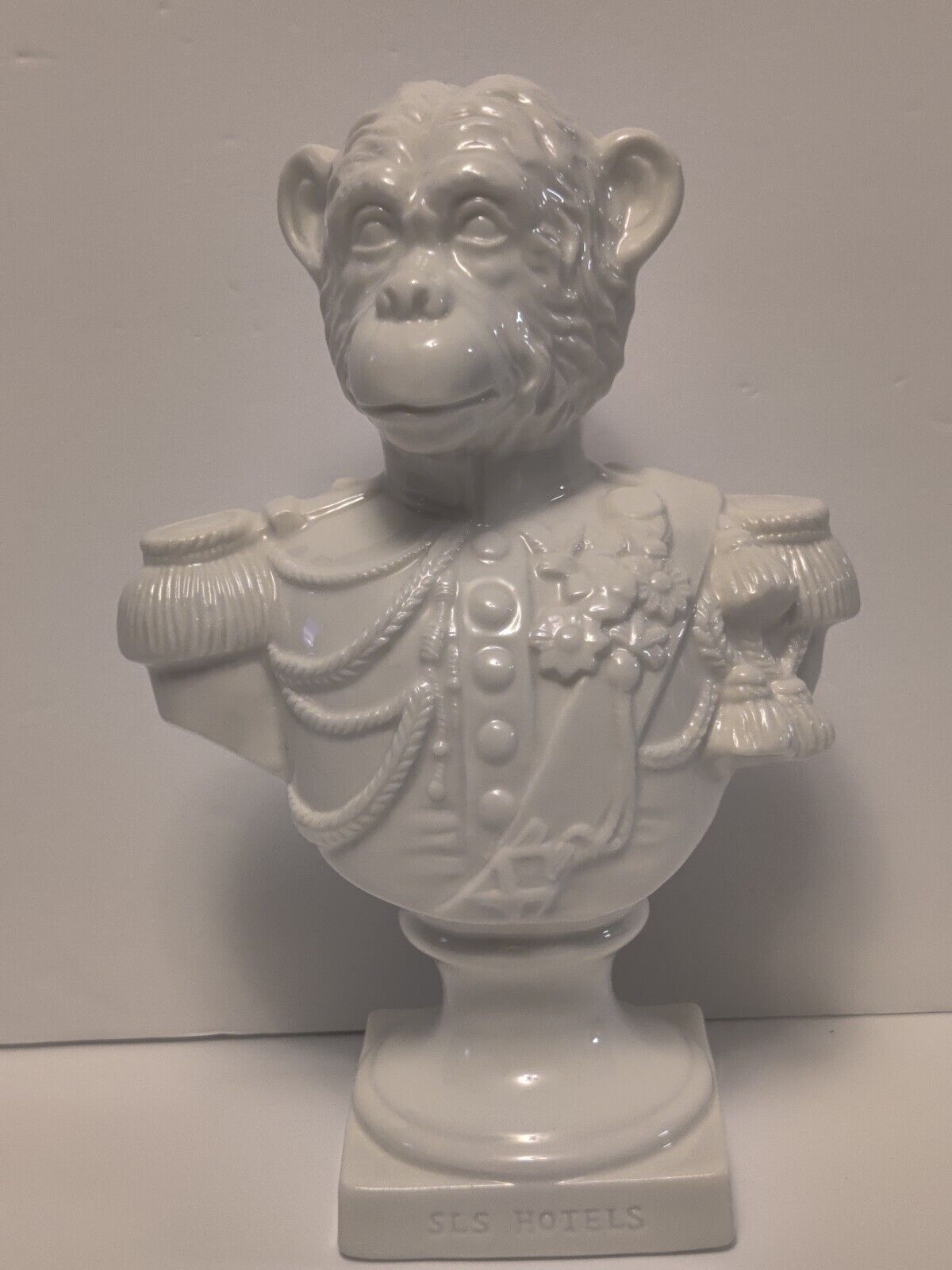 Vintage SLS Beverly Hills Hotel Monkey General Porcelain Bust Mascot 