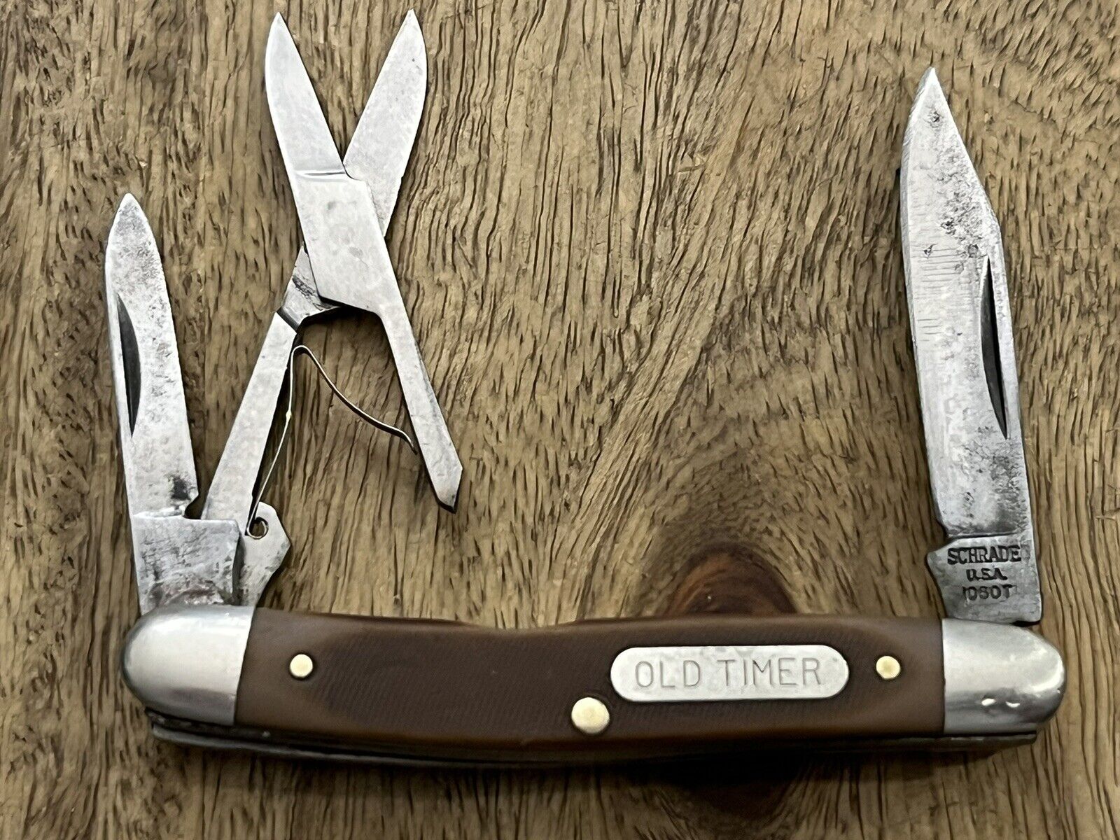106OT Schrade Old Timer Pocket Knife 2 Blade & Scissors Very Nice ~TASKCo