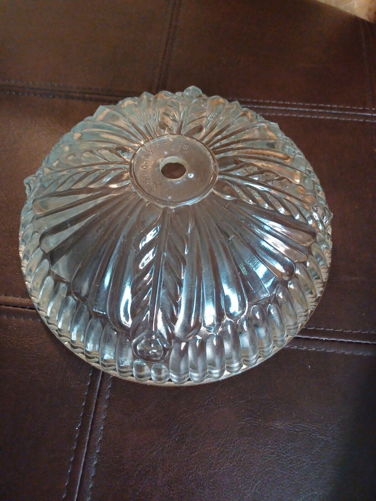 Murray Feiss Clear Pressed Glass Light Shade Ribbed & Herring Bone 7.75\