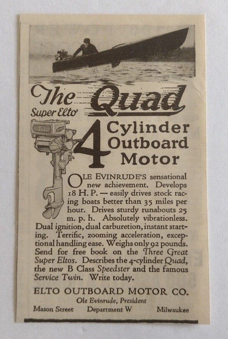 1928 Elto Outboard Motor Co. Advertisement Milwaukee, Wisconsin