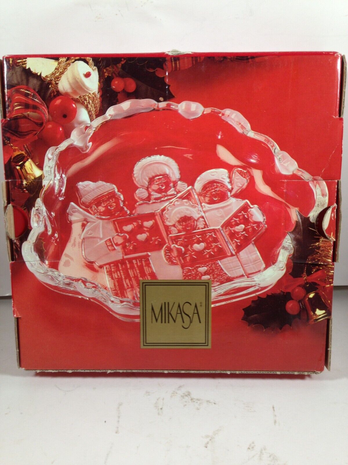 Mikasa Christmas Carolers SA 987/210 Sweet Dish Clear Frosted Crystal
