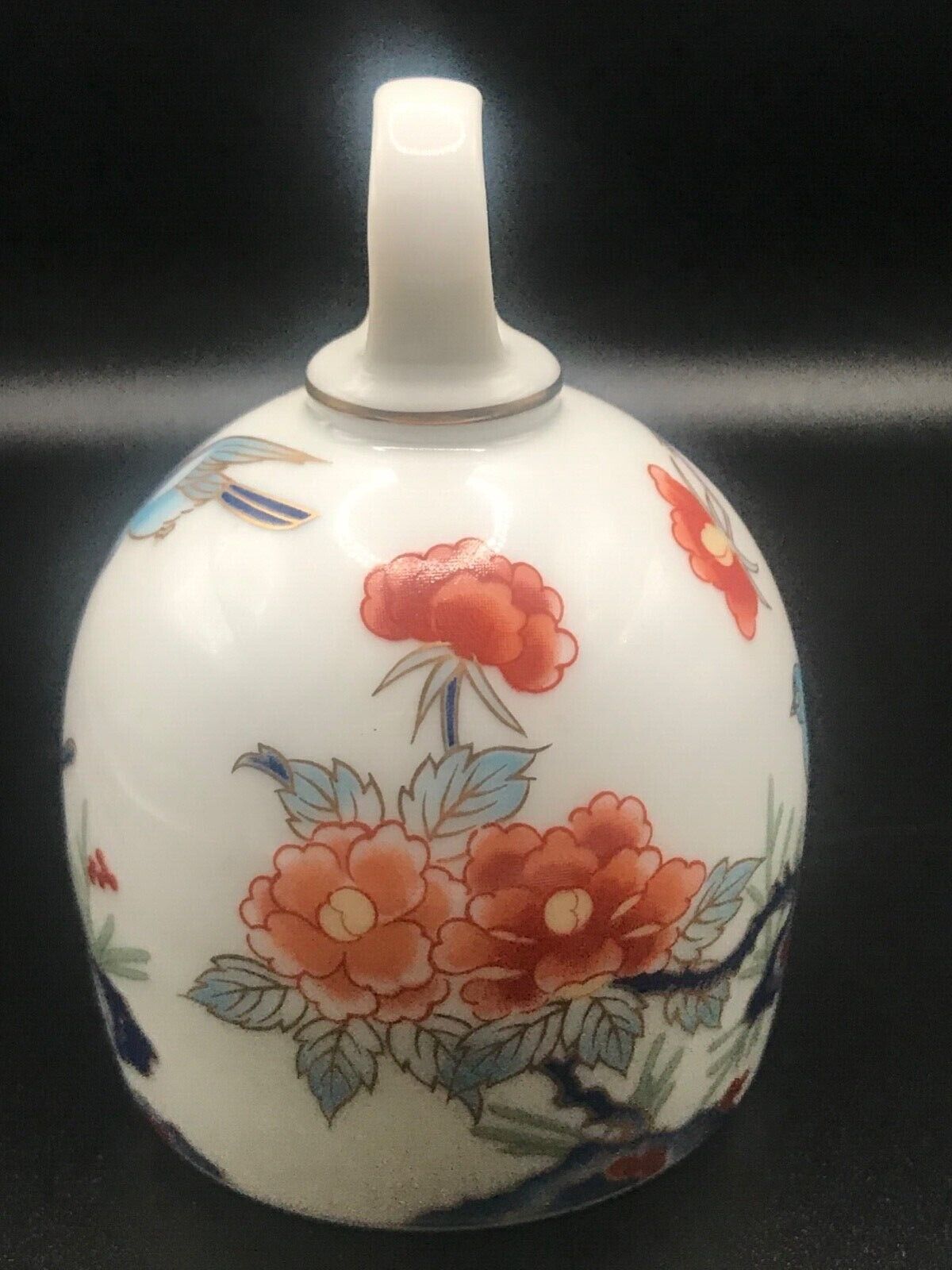 Porcelain Bell Japan Landscape Exotic Birds & Flowers Gold Trim 3.5\
