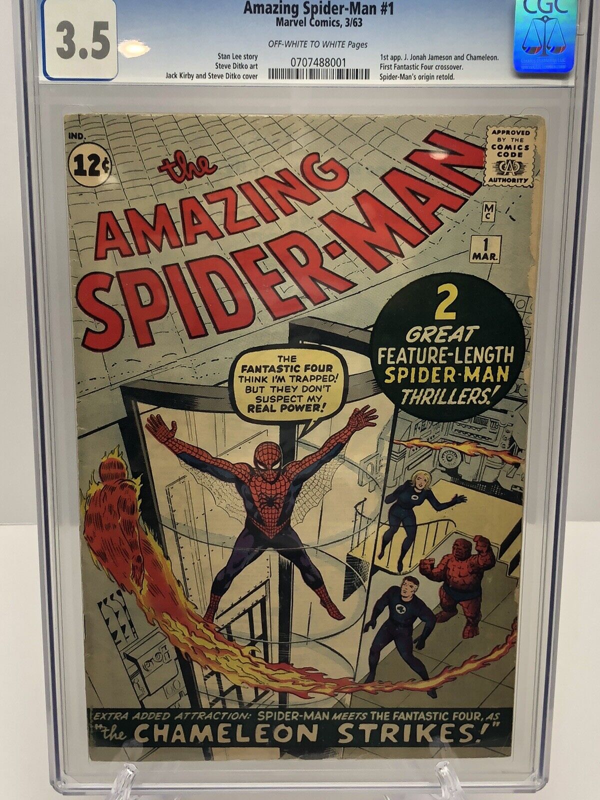 Amazing Spider-Man #1 March 1963 Comic Book Marvel Fantastic Four Crossover CGC