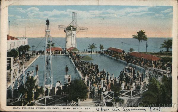1922 Miami Beach,FL Carl Fishers Swimming Pool Miami-Dade County Florida Vintage