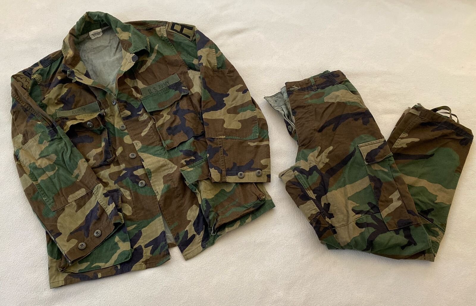 Vintage Field Coat Jacket Medium Camo US Army Military w/ Pants Small (JL-176)