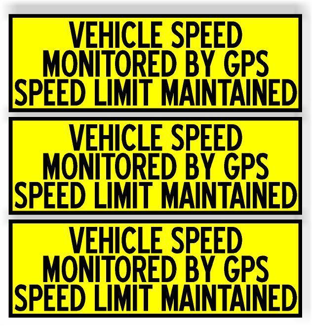 SET 3 Vehicle Speed Monitored GPS YELLOW limit maintained MAGNET Bumper Sticker