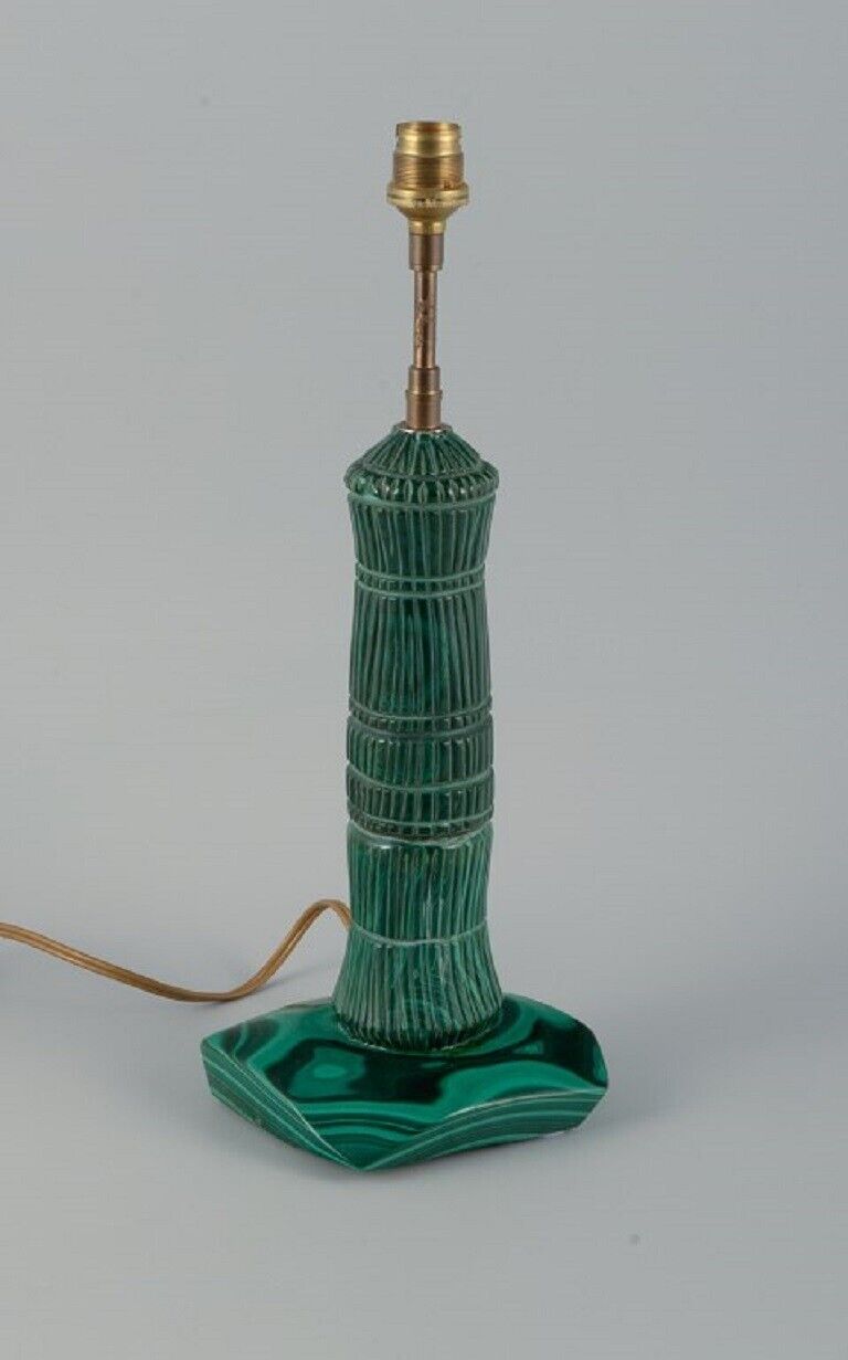 French table lamp in malachite. Mid-20th century