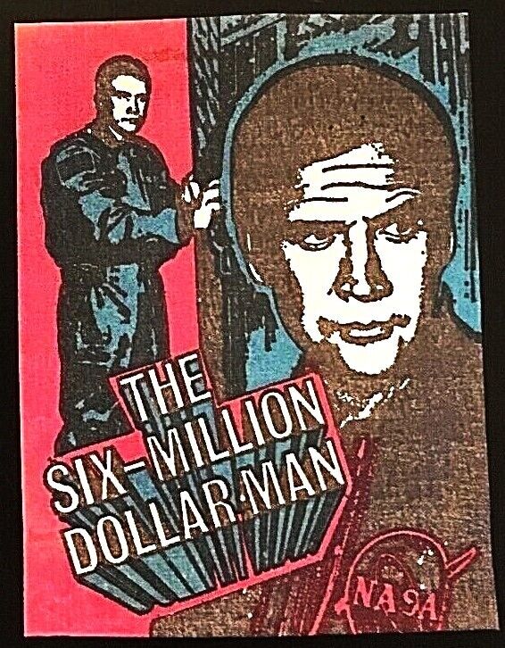 1975 Monty Gum Six Million Dollar Man Empty Wax Pack Wrapper..NM/MT..