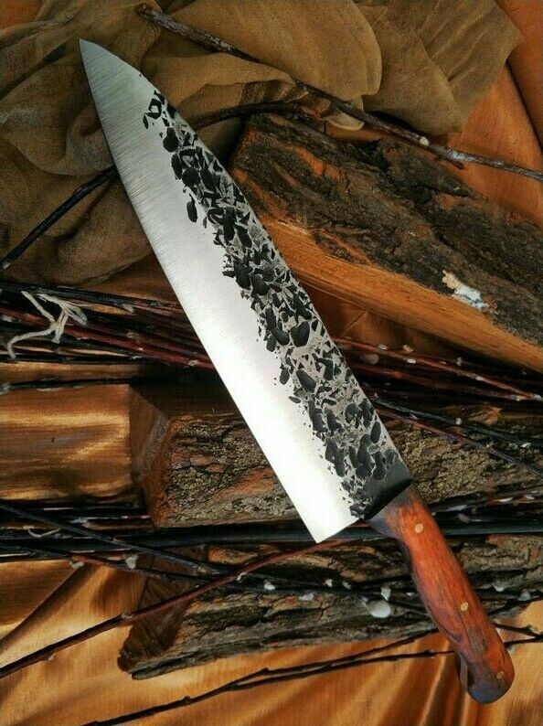 A Beautiful Custom Made D2 Steel Chef Knives with leather cover
