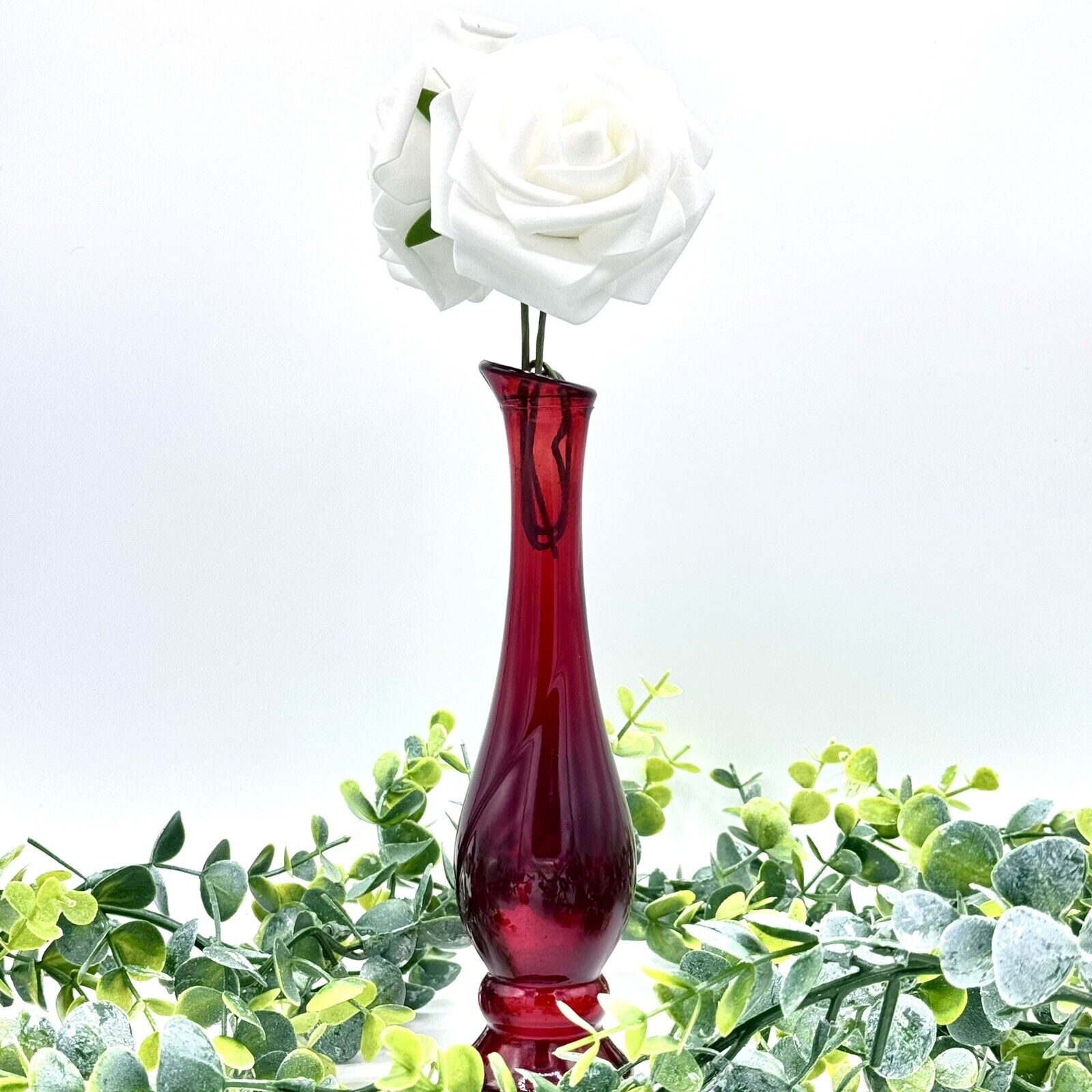 Vintage Avon Ruby Red Glass Bud Vase 8\