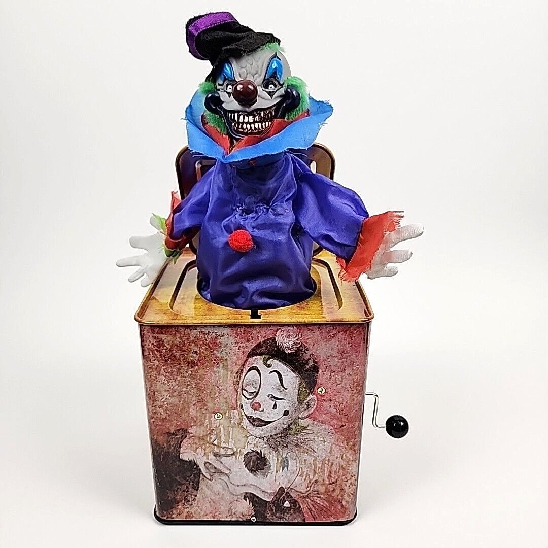 Atico Scary Creepy Evil Clown Jack in the Box Works Talks/Music Lights