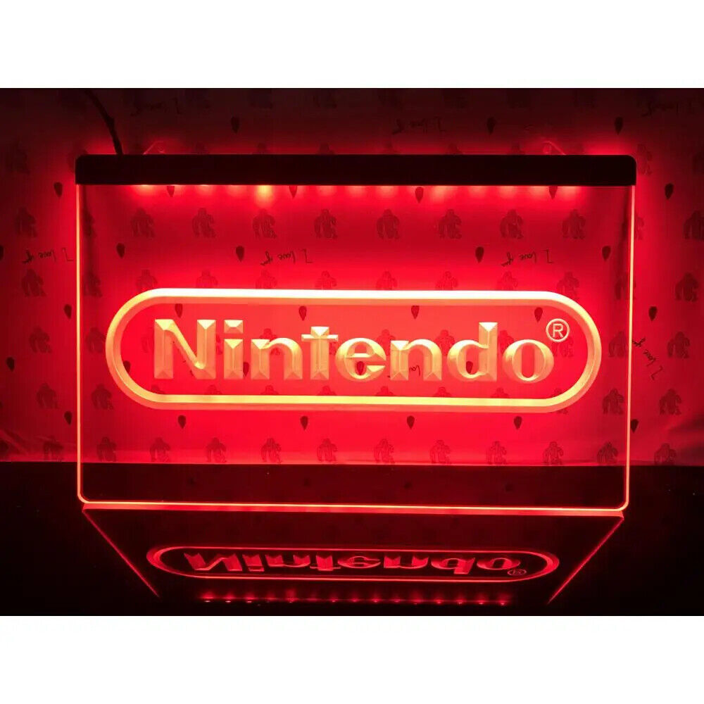 New Nintendo Logo LED light Neon Sign for Game Room Office Bar Man Cave Decor