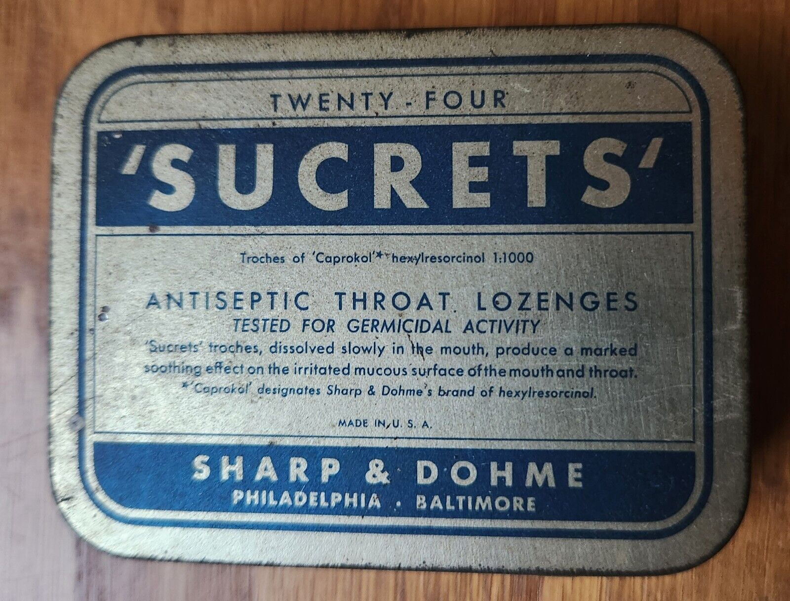 Vintage Tin Sucrets Sharp & Dohme Collectible