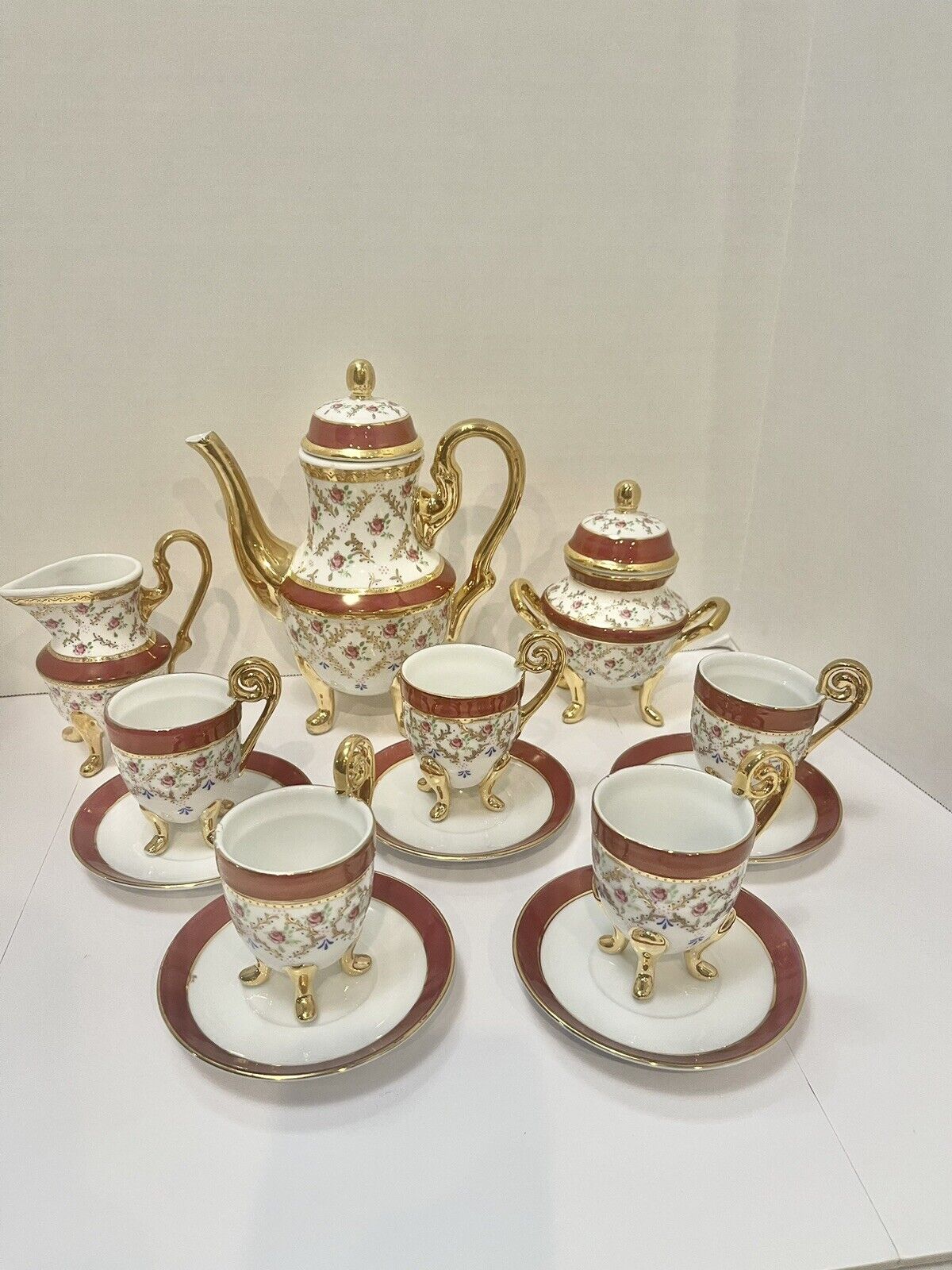 15 Pieces Fine China Coffee Tea Set Painting Hand Made 