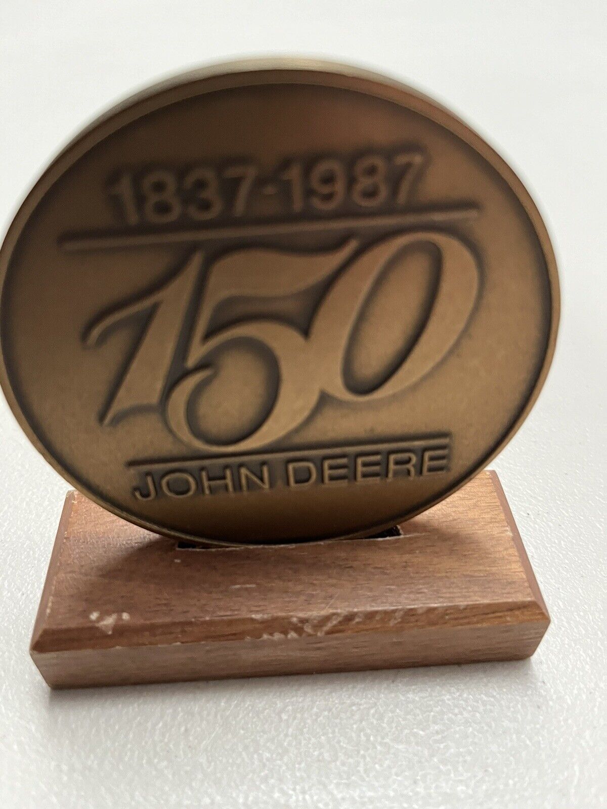 Preowned John Deere 150th Anniversary Medallion -1837 To 1987