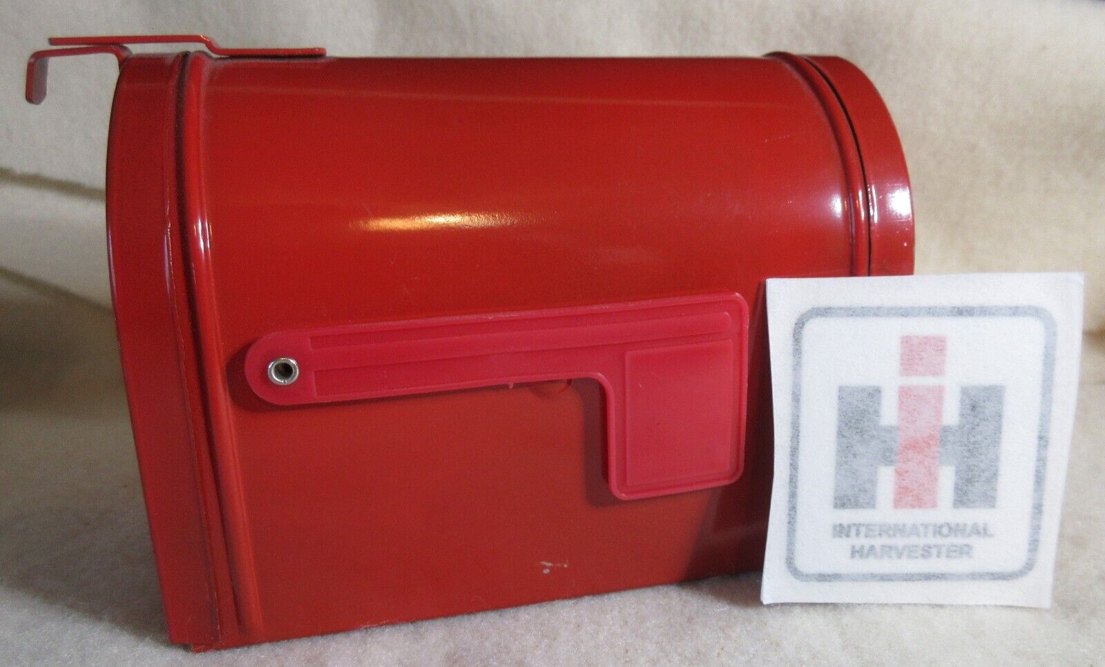 Vintage International Harvester metal miniature mailbox IH Scout Red with decal